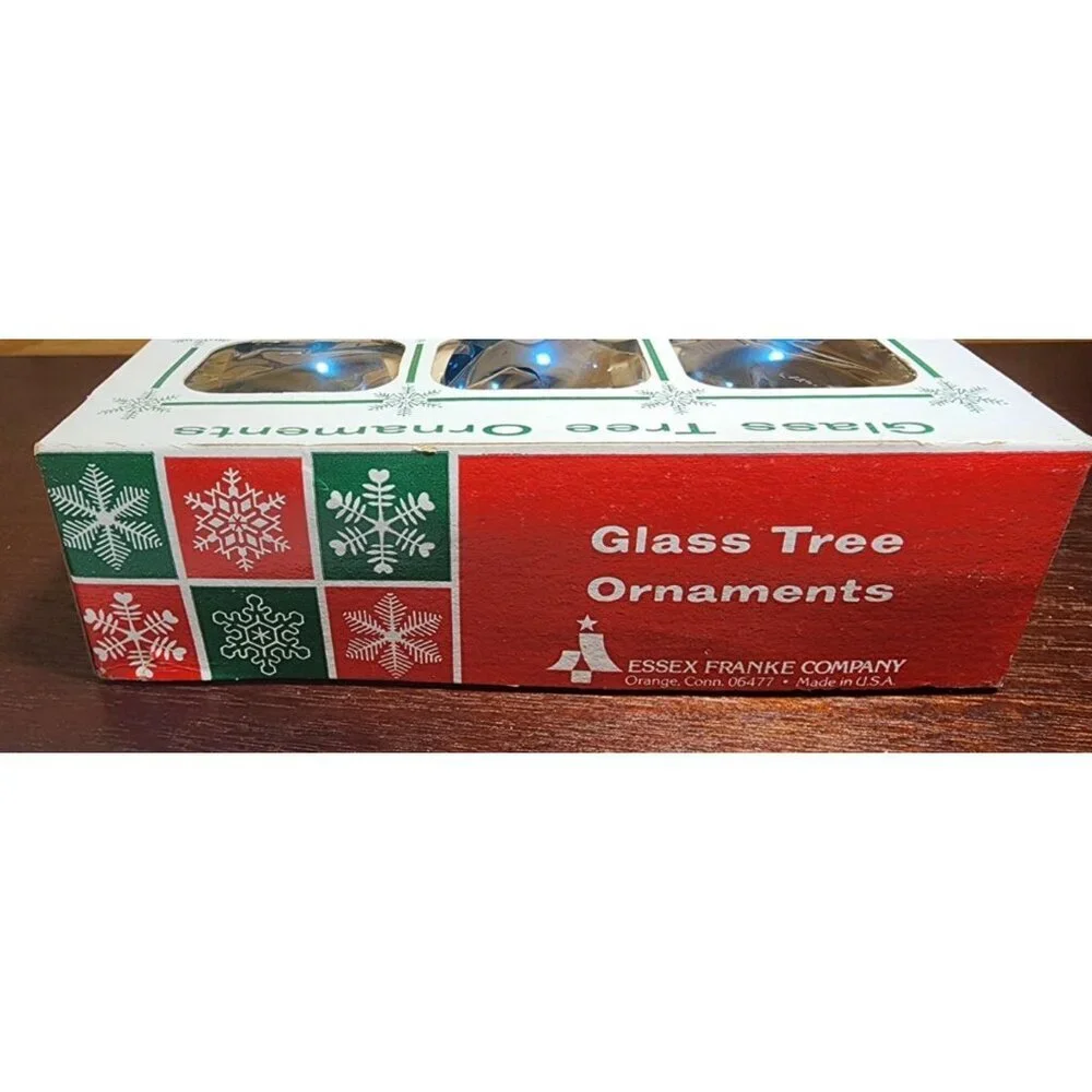 Vintage Essex Franke Glass Ball Christmas Ornaments in Box Only 9 Balls